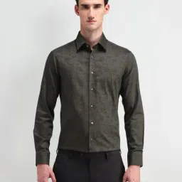 Arrow Green Cotton Slim Fit Printed Shirt-image-89