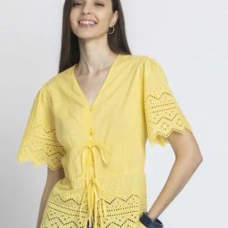 SHAYE Yellow Embroidered Top-image-99