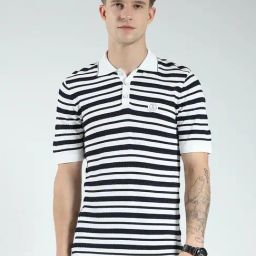 Monte Carlo White Regular Fit Striped T-Shirt-image-11