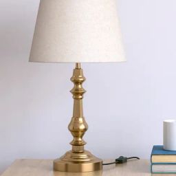 Divine Trends Gold Aluminium Table Lamp Antique Finish with Lampshade-image-40