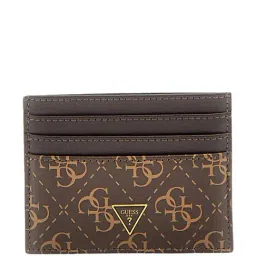 GUESS Brown Ochre Logo Leather Card Holder-image-16