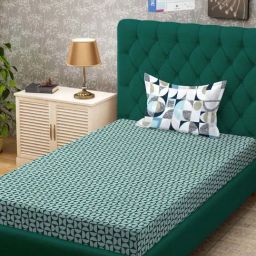 Klotthe Green 300 TC Polycotton Single Book Fold Bedsheet with Pillow Cover-image-31