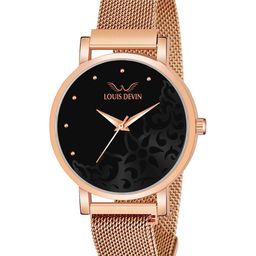 LOUIS DEVIN Women Brass Dial & Straps Analogue Watch LD-RG154-BLK-image-34