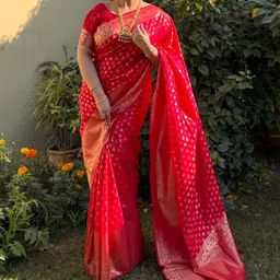 yourwish Ethnic Motifs Woven Design Zari Pure Silk Banarasi Saree-image-6