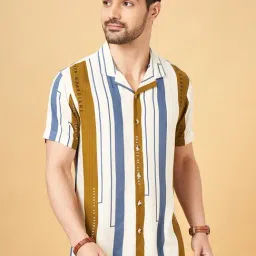 Urban Ranger By Pantaloons White Slim Fit Striped Shirt-image-41