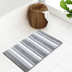 OBSESSIONS Silver Polyester Anti Skid Bath Mat (Medium)-picture-6