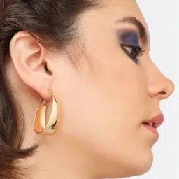 Sohi Gold Plated Party Designer Hoop Earrings image 3