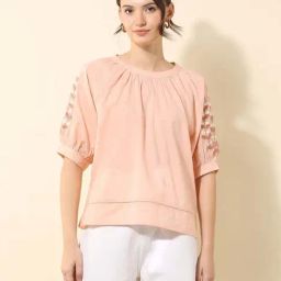 U.S. Polo Assn. Peach Cotton Regular Fit Embroidered Top-picture-14