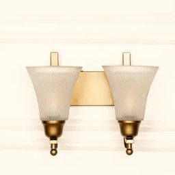 Divine Trends Gold Stainless Steel Antique Finish Double J Wall Lamp with Frosted Hammered Shade-image-83