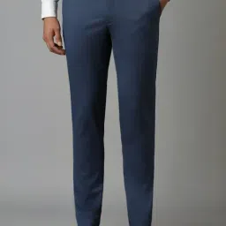Louis Philippe Navy Slim Fit Checks Trousers-image-57