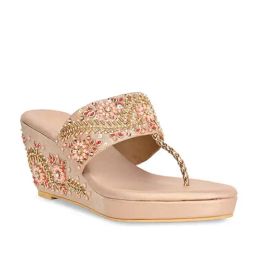 Rocia by Regal Women's Rose Gold T-Strap Wedges-image-85
