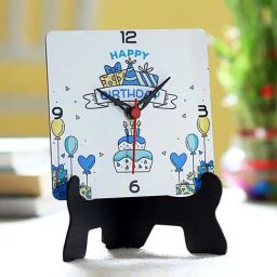 FNP White Mdf Birthday Theme Table Clock-image-6