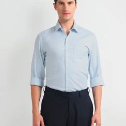Arrow Sky Blue Cotton Slim Fit Shirt-picture-47