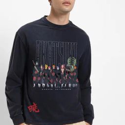 Bewakoof Official Naruto Merchandise Blue Oversized Graphic T-Shirt-20