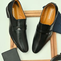 Provogue Men Textured Formal Slip-On Shoes-image-67