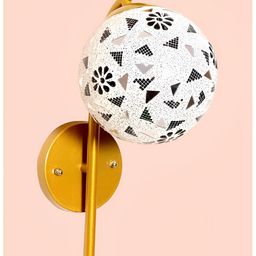 KINIS Gold-Toned & White Printed Spherical Shaped Quirky Wall Lamp-53