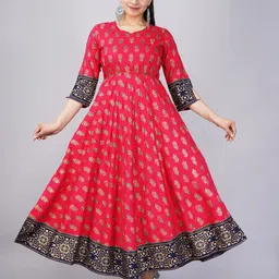 HERE&NOW Floral Printed Sweetheart Neck Anarkali Kurta-51