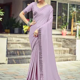 Satrani Lavender Woven Saree With Blouse-image-10