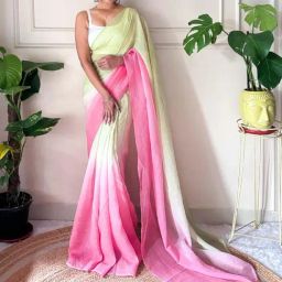 Saree Mall Light Green Chiffon Solid Saree with Blouse Piece-image-123