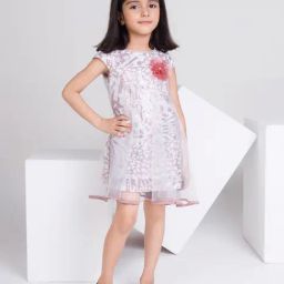Peppermint Kids Mauve & White Embellished Dress-picture-26