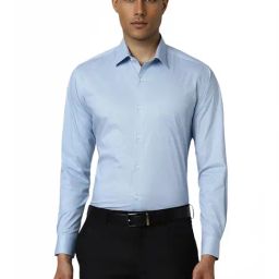 Van Heusen Blue Cotton Regular Fit Checks Shirt-image-54