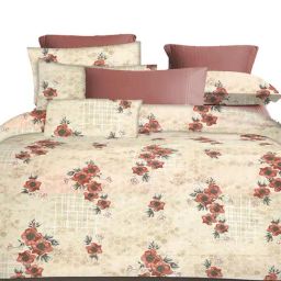 Ariana  Sardinia Rust Cotton Floral Cotton Bed Sheet-image-94