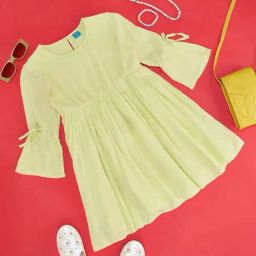 YU by Pantaloons Kids Lime Green Flared Fit Dress-image-85