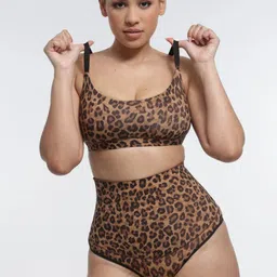 SHOP THE EDIT Printed High Waist Seamless Tummy Control Thong Shapewear-image-87