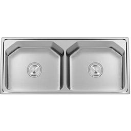Hekken Double Bowl Kitchen Sink Cub-Ax-Eco Series 47x19x9 inch High Glass Finish Stainless Steel, hék-Hoxton-11948C-image-68