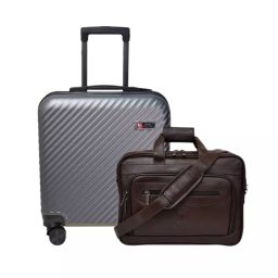 SWISS MILITARY Dusky 33 L Grey & Brown ABS Luggage / Garment Bag with Laptop Messenger Bag, LTB9_PLB2-image-12