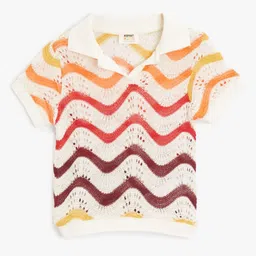 Koton Girls Self Design Polo Collar T-shirt-image-81