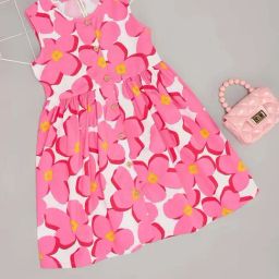 Pantaloons Junior Girls Bright White Cotton Floral Casual Dresses-picture-24