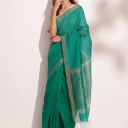 Fabindia Green Woven Pattern Saree-picture-44