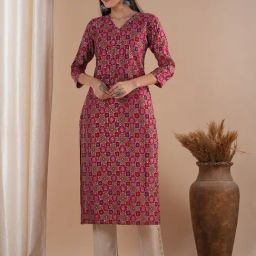 Fashor Pink Muslin Printed Kurta-29