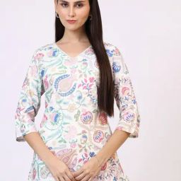 W White Floral Print Top-picture-12