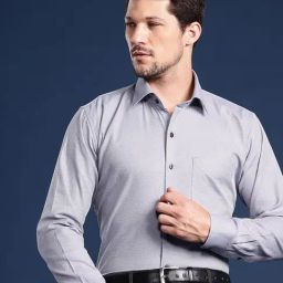 Hancock Grey Cotton Slim Fit Solid Shirts-picture-34