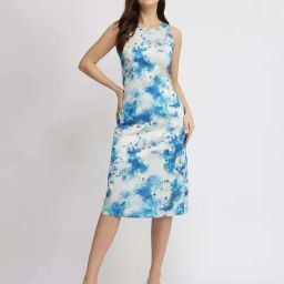 Fablestreet White Regular Fit Floral Print Dress-picture-7
