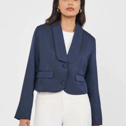 Styli Navy Plain Blazer-picture-15