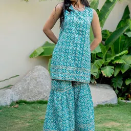 KALINI Ethnic Motifs Printed Regular Kurta With Sharara-picture-18