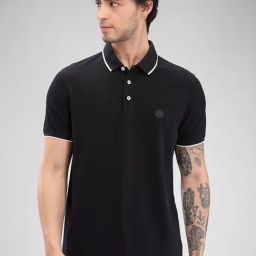 Spykar Black Slim Fit Polo T-Shirt-picture-42