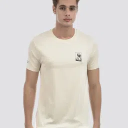 IZOD Beige Slim Fit Printed T-Shirt-picture-6