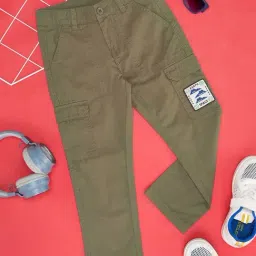 Pantaloons Junior Desert Green Cotton Regular Fit Trousers-picture-31