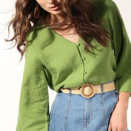 Vero Moda Green Cotton Relaxed Fit Shirt-image-46