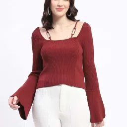 MADAME Red Plain Top-image-40
