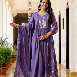 RAABA Embroidered Kurta & Palazzo With Dupatta Set-47