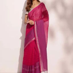 Fabindia Pink Striped Saree-picture-19
