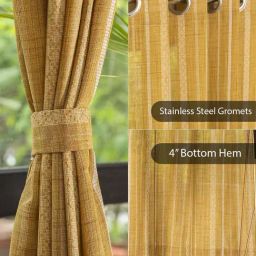 Urban Space Vertical Weaves Soft Brown Polyester Sheer Window Curtains - Set of 2 image 5
