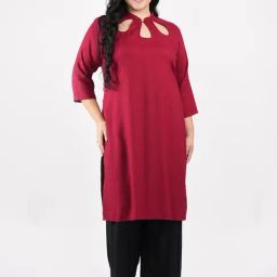 Lastinch Maroon Solid Kurti-image-64
