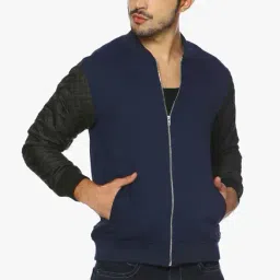 Campus Sutra Navy & Black Regular Fit Bomber Jacket-25