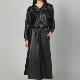 Fashion Gaiia Faux Leather Top & Skirt Co-Ord Set-image-20